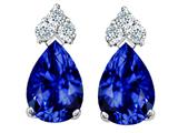 Tommaso Design™ Pear Shape 8x6mm Created Sapphire and Genuine Diamond Earrings