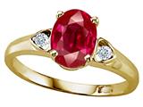 Tommaso Design™ Oval 8x6mm Created Ruby and Genuine Diamond Ring