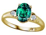 Tommaso Design™ Oval 8x6mm Simulated Emerald and Genuine Diamond Ring