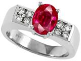 Tommaso Design™ Oval 8x6mm Created Ruby and Genuine Diamond Ring