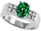 Tommaso Design™ Oval 8x6mm Simulated Emerald And Genuine Diamond Ring