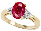Tommaso Design™ Oval 8x6mm Created Ruby and Genuine Diamond Ring