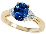 Tommaso Design™ Oval 8x6mm Created Sapphire and Genuine Diamond Ring
