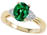Tommaso Design™ Oval 8x6mm Simulated Emerald And Genuine Diamond Ring