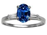 Tommaso Design™ Oval 8x6 mm Created Sapphire and Genuine Diamond Engagement Ring