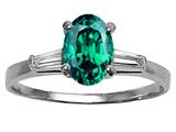 Tommaso Design™ Oval 8x6 mm Simulated Emerald And Genuine Diamond Engagement Ring