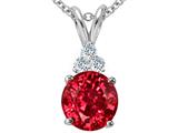 Tommaso Design™ Round 7mm Created Ruby and Genuine Diamond Pendant