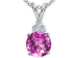 Tommaso Design™ Round 7mm Simulated Pink Topaz And Genuine Diamond Pendant