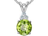 Tommaso Design™ Round 7mm Genuine Peridot and Diamond Pendant