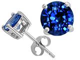 Tommaso Design™ 7mm Round Created Sapphire Earring Studs