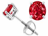 Tommaso Design™ Round 6mm Created Ruby Screw Back Earring Stud