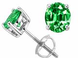Tommaso Design™ Round 6mm Simulated Emerald Screw Back Earring Stud
