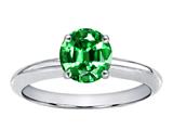 Tommaso Design™ Round 7mm Simulated Emerald Solitaire Engagement Ring