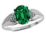 Tommaso Design™ Oval 9x7mm Simulated Emerald And Genuine Diamond Ring