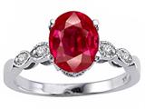 Tommaso Design™ Oval 9x7mm Created Ruby and Genuine Diamond Ring