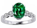 Tommaso Design™ Oval 9x7mm Simulated Emerald And Genuine Diamond Ring