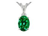 Tommaso Design™ Simulated Emerald And Genuine Diamond Pendant