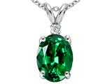 Tommaso Design™ Simulated Emerald And Genuine Diamond Pendant
