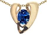 Tommaso Design™ Oval 9x7mm Created Sapphire Heart Shaped Pendant Enhancer with large opening for Omega Chain