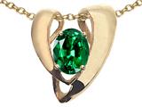 Tommaso Design™ Oval 9x7mm Simulated Emerald Heart Shaped Pendant Enhancer with large opening for Omega Chain