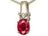 Tommaso Design™ Oval 8x6mm Created Ruby and Genuine Diamond Pendant