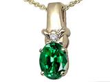 Tommaso Design™ Oval 8x6 mm Simulated Emerald And Genuine Diamond Pendant