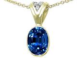 Tommaso Design™ Oval 8x6 mm Created Sapphire and Genuine Diamond Pendant