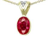 Tommaso Design™ Oval 8x6mm Created Ruby and Genuine Diamond Pendant