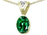 Tommaso Design™ Oval 8x6 mm Simulated Emerald And Genuine Diamond Pendant