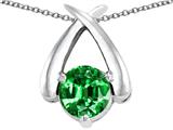 Tommaso Design™ Round 7mm Simulated Emerald Pendant