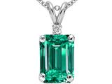 Tommaso Design™ Simulated Emerald And Genuine Diamond Pendant