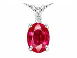 Tommaso Design™ Oval 9x7mm Created Ruby and Genuine Diamond Pendant