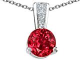 Tommaso Design™ Round 7mm Created Ruby and Genuine Diamond Pendant