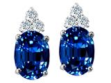 Tommaso Design™ Oval 8x6mm Created Sapphire and Genuine Diamond Earring Studs
