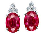 Tommaso Design™ Oval 8x6mm Created Ruby and Genuine Diamond Earring Studs
