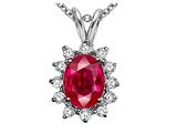 Tommaso Design™ Oval 8x6mm Created Ruby and Genuine Diamond Pendant