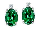 Tommaso Design™ Simulated Emerald And Genuine Diamonds Earrings