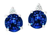 Tommaso Design™ Lab Created Sapphire and Genuine Diamond Earring Studs