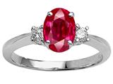 Tommaso Design™ Oval 9x7mm Created Ruby and Genuine Diamond Engagement Ring