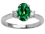 Tommaso Design™ Oval 9x7mm Simulated Emerald And Genuine Diamond Engagement Ring
