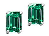 Tommaso Design™ Emerald Cut 8x6mm Simulated Emerald Earring Studs