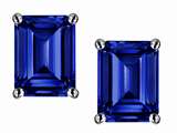 Tommaso Design™ Emerald Cut 8x6mm Created Sapphire Earring Studs