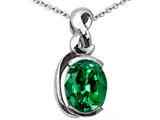 Tommaso Design™ Oval 9x7mm Simulated Emerald Pendant