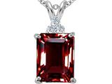 Tommaso Design™ Emerald Cut 10x8 mm Genuine Garnet and Diamond Pendant