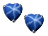 Tommaso Design™ Heart Shape Created Star Sapphire Earring Studs