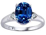 Tommaso Design™ Oval 9x7mm Created Sapphire and Genuine Diamond Ring