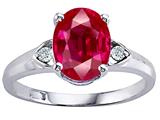 Tommaso Design™ Oval 9x7mm Created Ruby and Genuine Diamond Ring