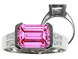 Tommaso Design™ Octagon Cut 9x7mm Created Pink Sapphire and Genuine Diamond Ring