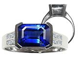 Tommaso Design™ Octagon Cut 9x7mm Created Sapphire and Genuine Diamond Ring