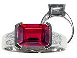 Tommaso Design™ Octagon Cut 9x7mm Created Ruby and Genuine Diamond Ring